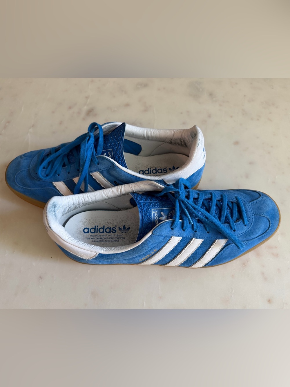 adidas Men’s Blue and White Gazelle Sneakers